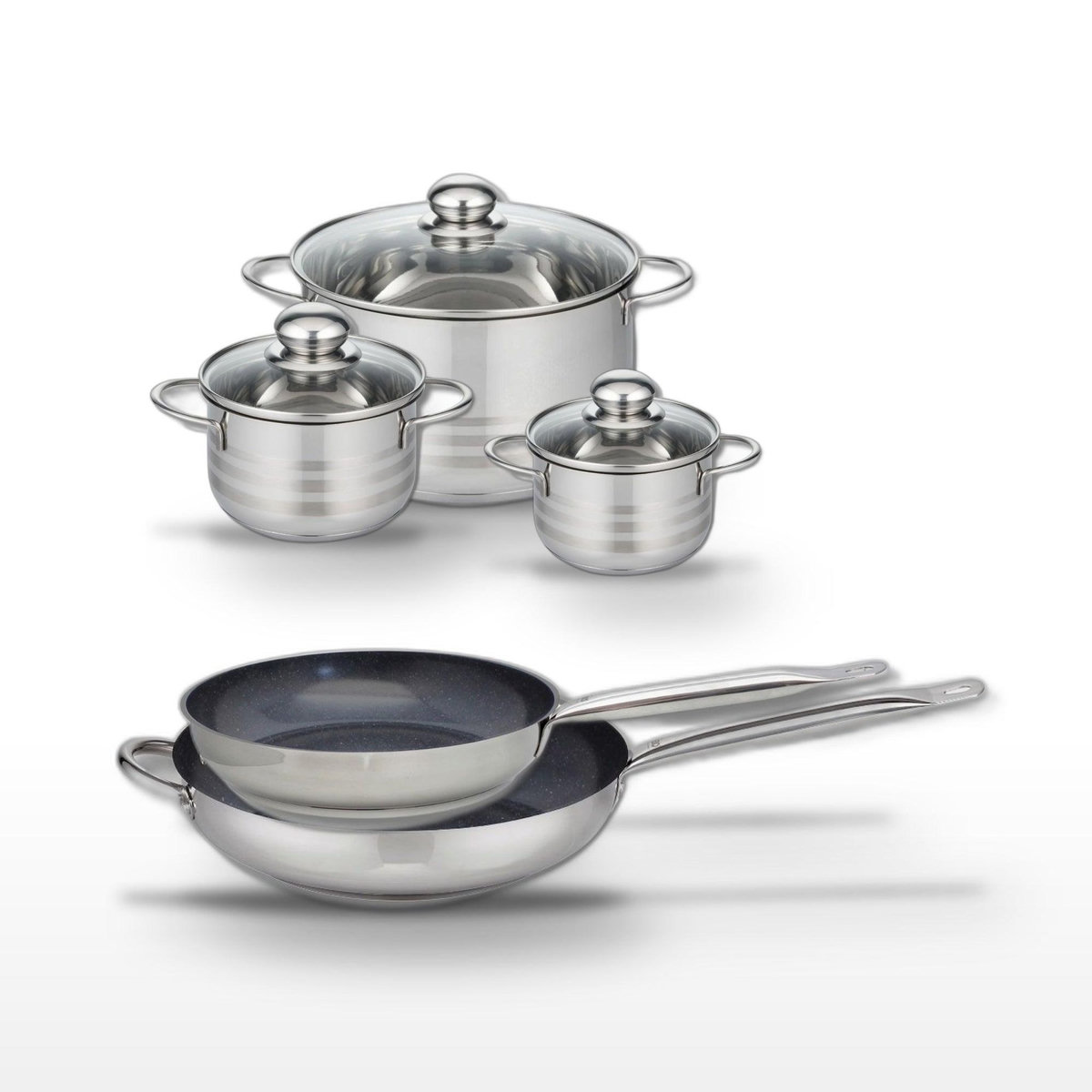 ELO Lot de 2 Poêles 28/32 cm et 3 Faitouts 12/14/24 cm Elo Profi Therm Platinum