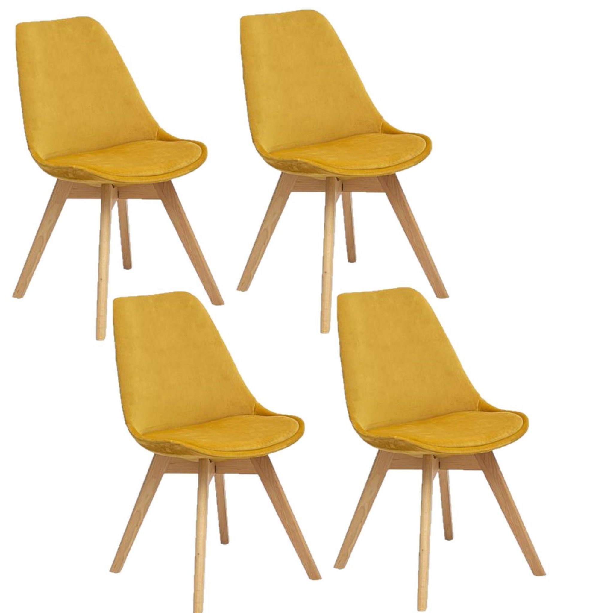 Voir la diapositive 1 : TOILINUX Lot de 4 Chaises effet velours Baya