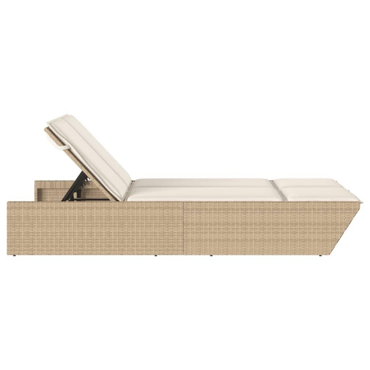 VIDAXL Chaise longue double avec coussins beige resine tressee