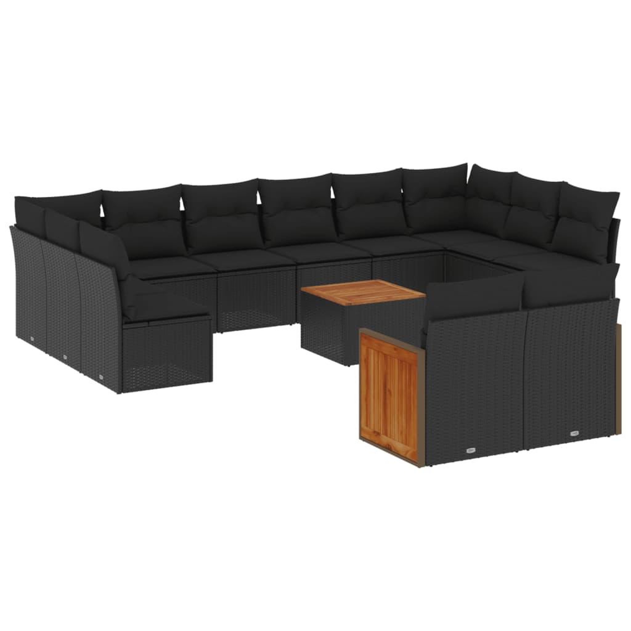 Voir la diapositive 2 : VIDAXL Salon de jardin avec coussins 13 pcs noir resine tressee