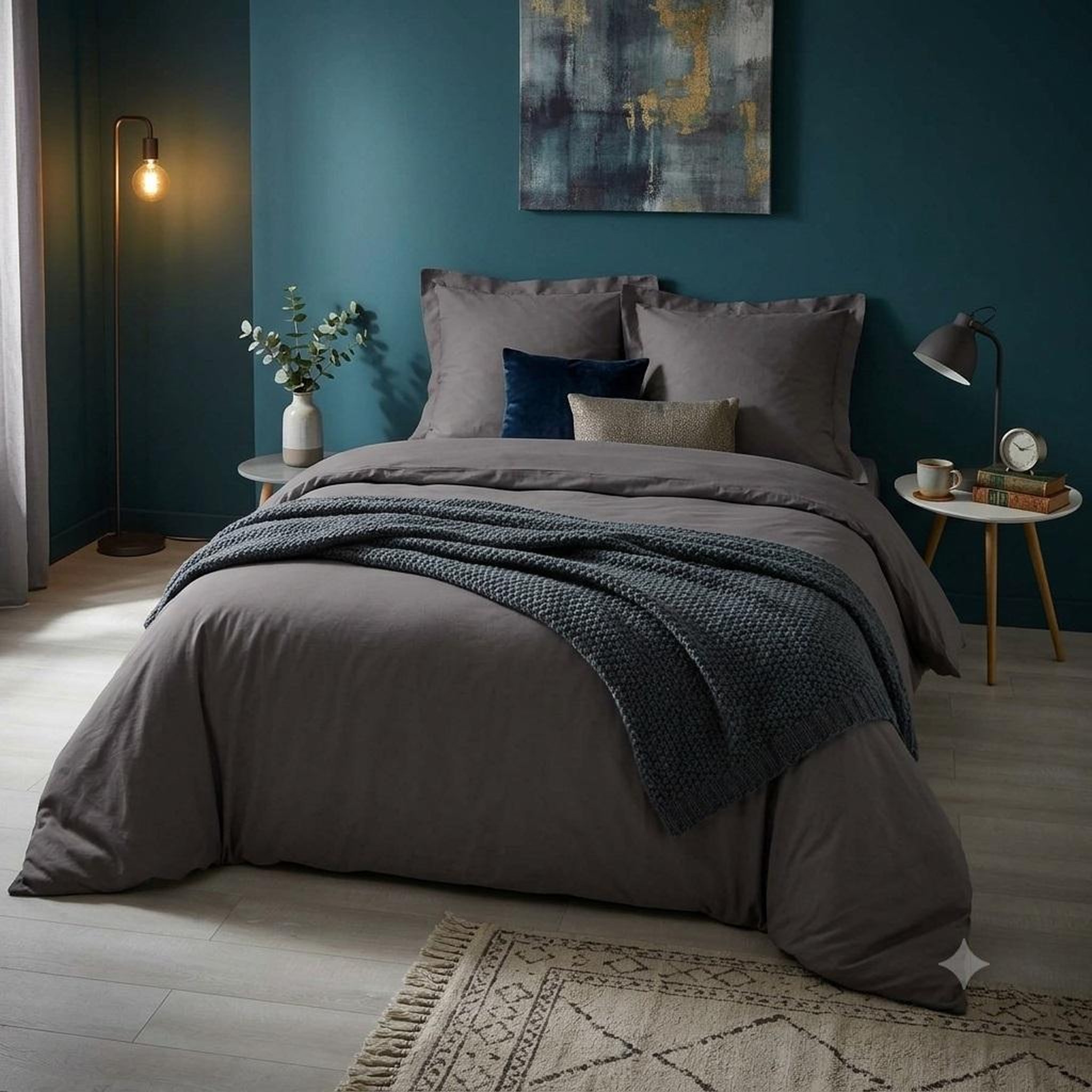 Voir la diapositive 5 : Eden Housse de couette percale 240 x 260 cm percalines anthracite