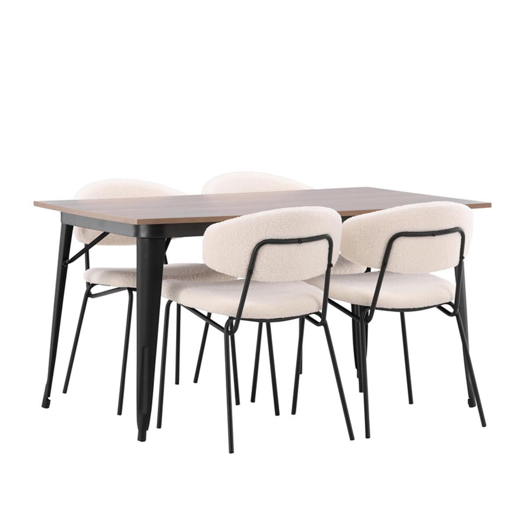 Paris Prix Ensemble table à manger & 4 chaises  tempe & chico  140cm naturel & blanc