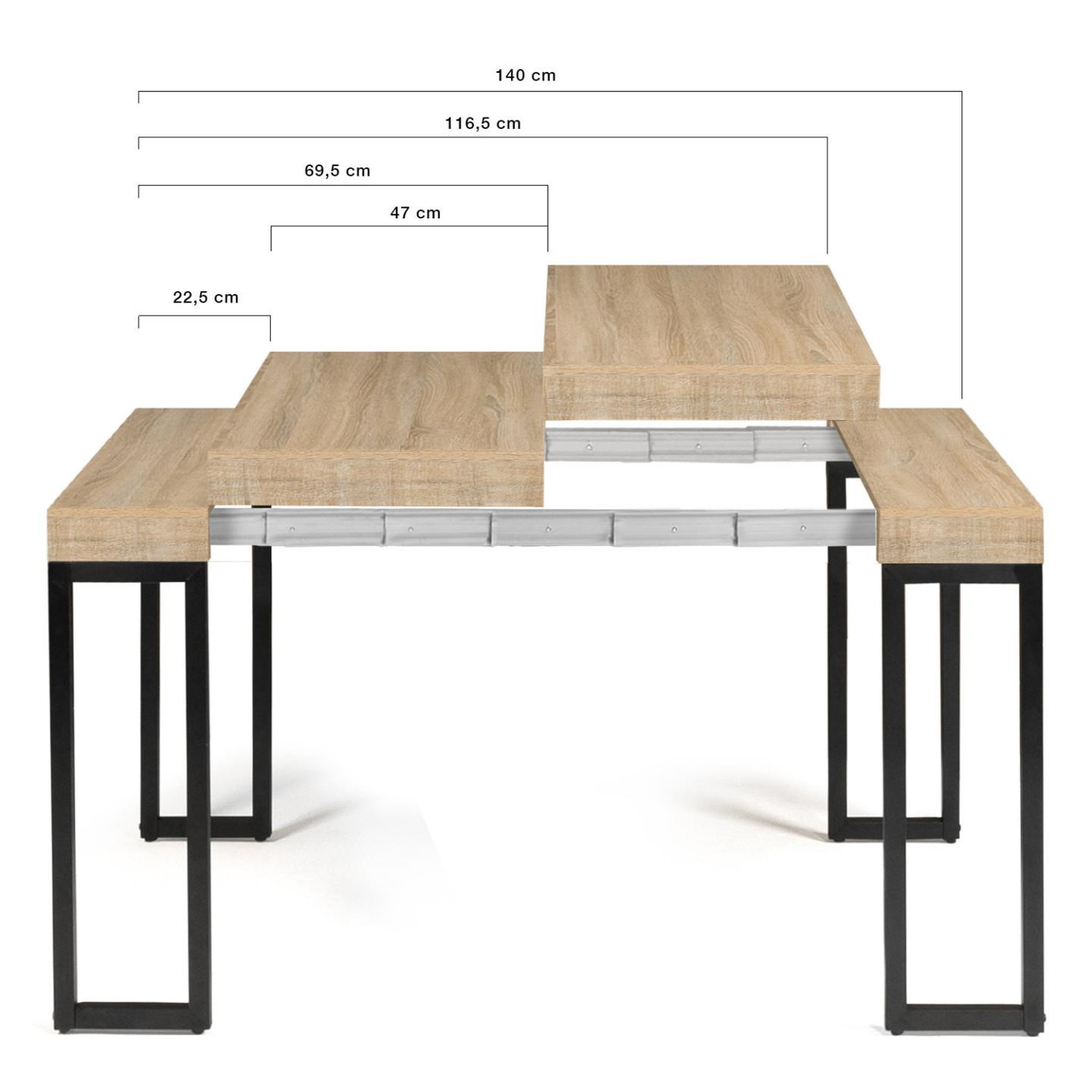 Voir la diapositive 4 : ID MARKET Table console extensible toronto 6 personnes 140 cm design industriel