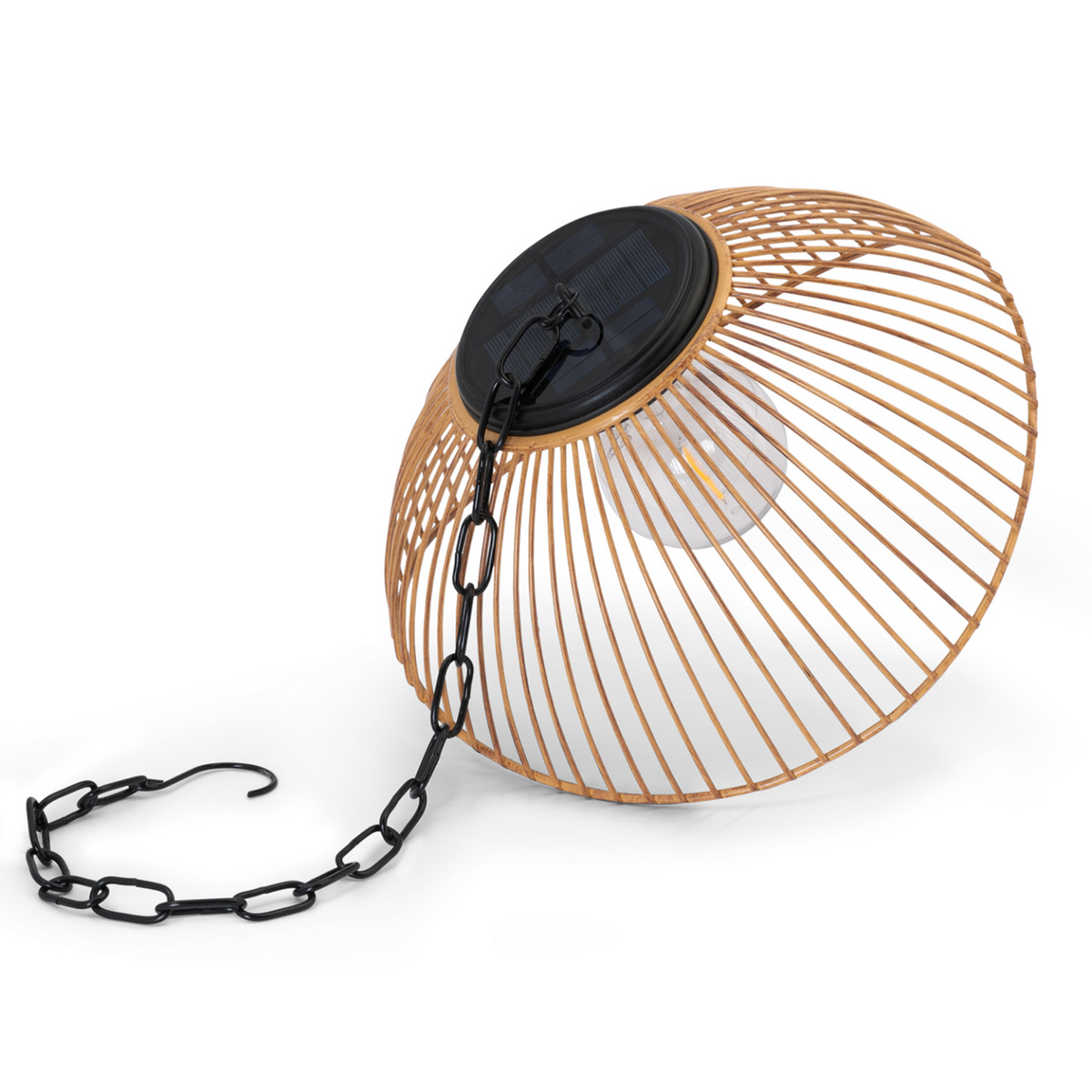 ID MARKET Lampe solaire extérieure SYDNEY suspension en métal effet rotin