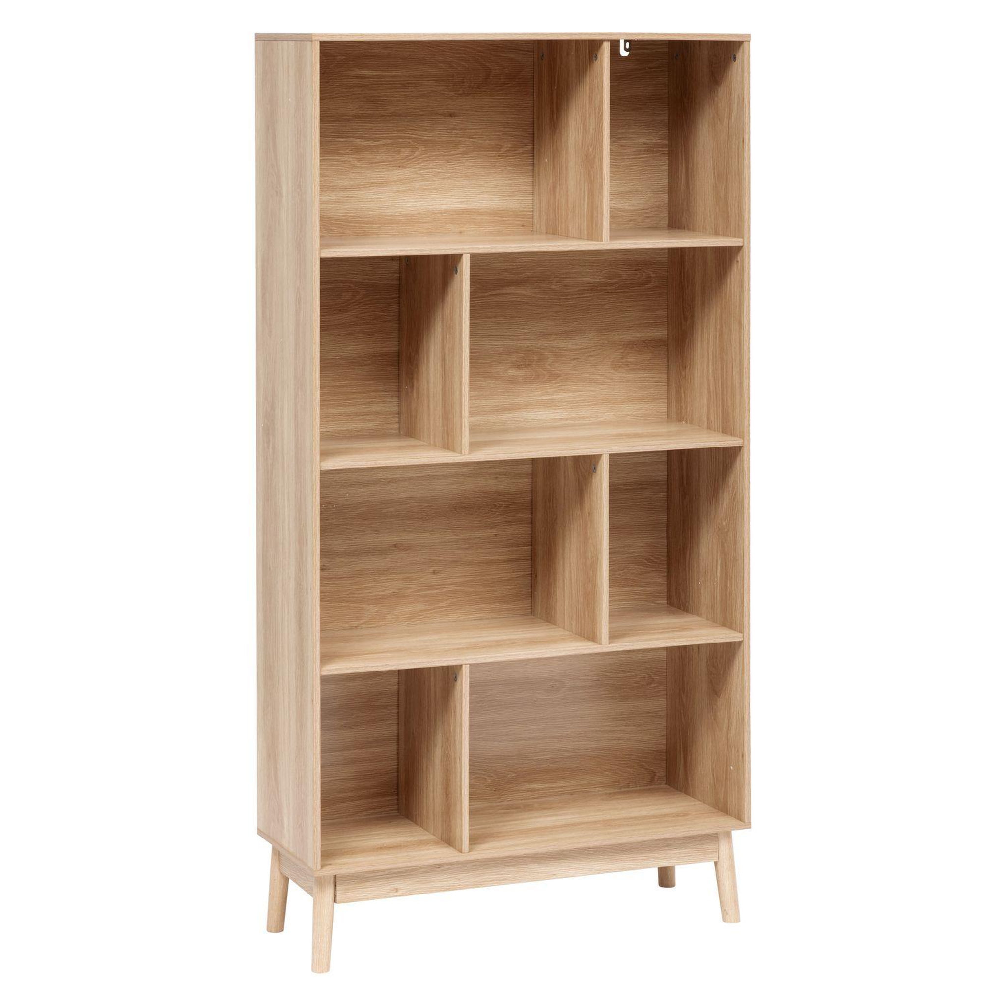 FIVE Bibliothèque 8 niches effet bois naturel abana - beige