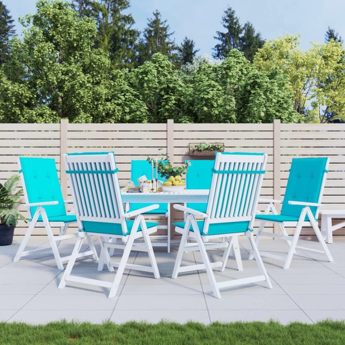 VIDAXL Coussins de chaise a dossier haut lot de 6 turquoise tissu