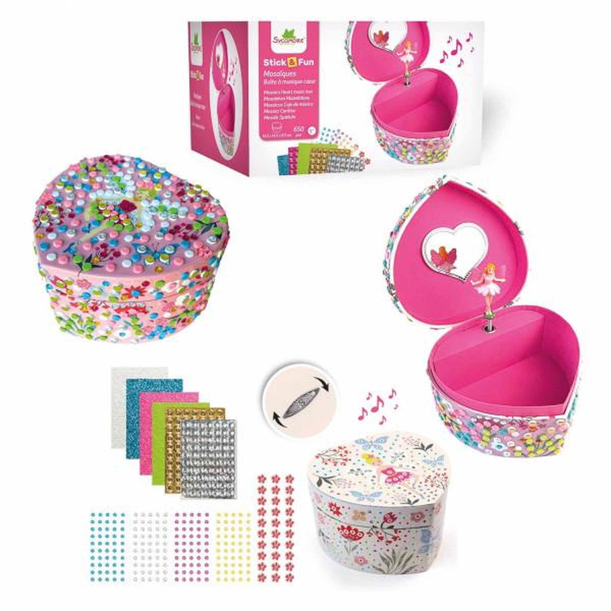 Voir la diapositive 3 : SYCOMORE 3D Mosaiques - SYCOMORE - Stick'N Fun - Boîte a musique coeur - Des 5 ans