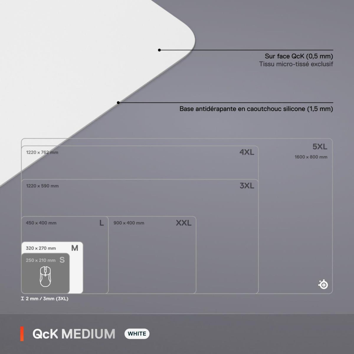 STEEL SERIES Tapis de souris QcK M Blanc