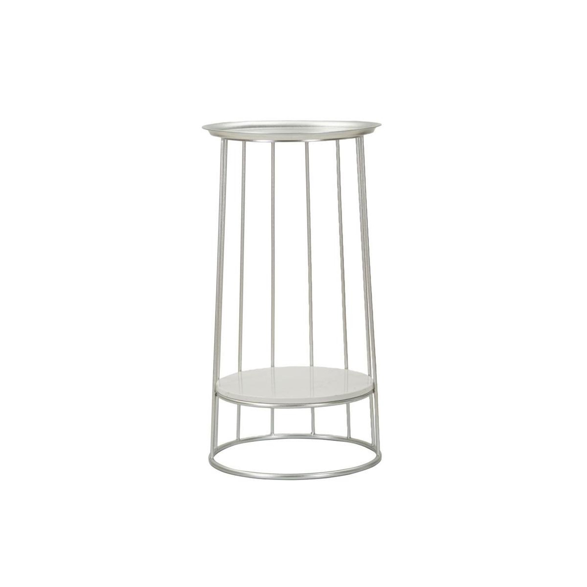 Voir la diapositive 2 : Paris Prix Table d'appoint avec étagère en marbre  tower  76cm argent