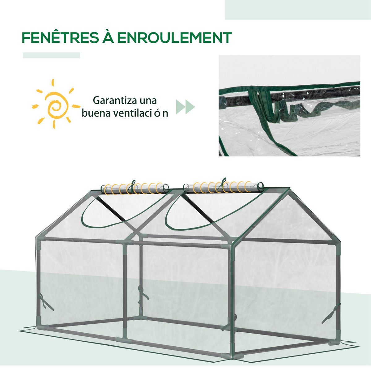 OUTSUNNY Mini serre de jardin serre à tomates 120 x 60 x 60 cm 2 fenêtres zippées enroulables acier thermolaqué PVC haute densité transparent