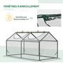 Voir la diapositive 6 : OUTSUNNY Mini serre de jardin serre à tomates 120 x 60 x 60 cm 2 fenêtres zippées enroulables acier thermolaqué PVC haute densité transparent