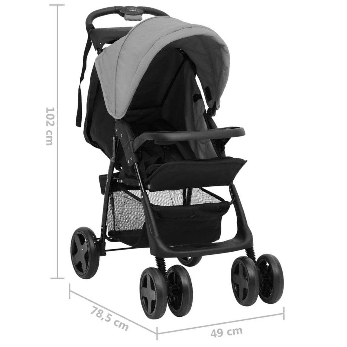 VIDAXL Poussette pour bebe 3-en-1 Gris clair et noir Acier