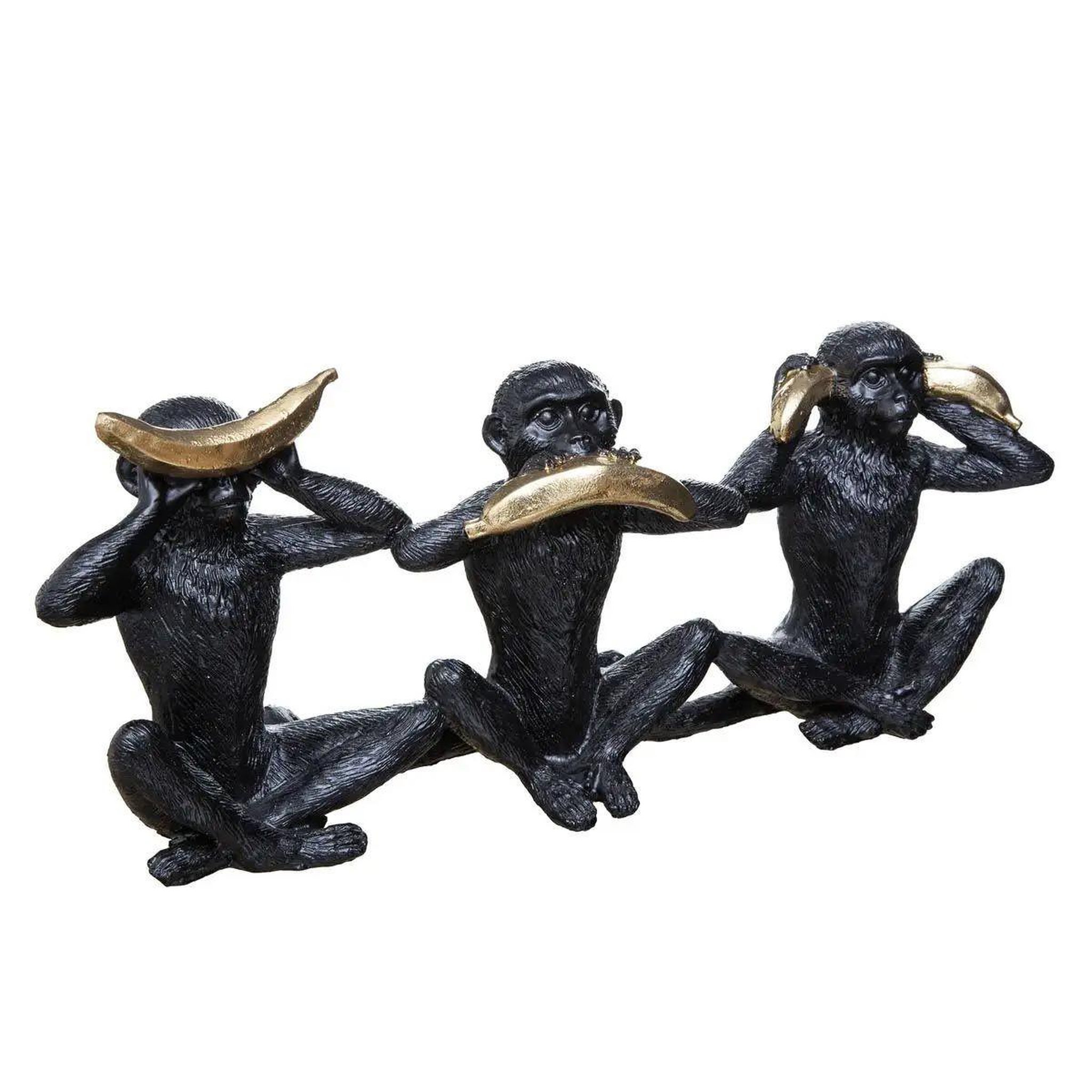Voir la diapositive 1 : ATMOSPHERA Statuette Déco  3 Singes  40cm Noir & Or