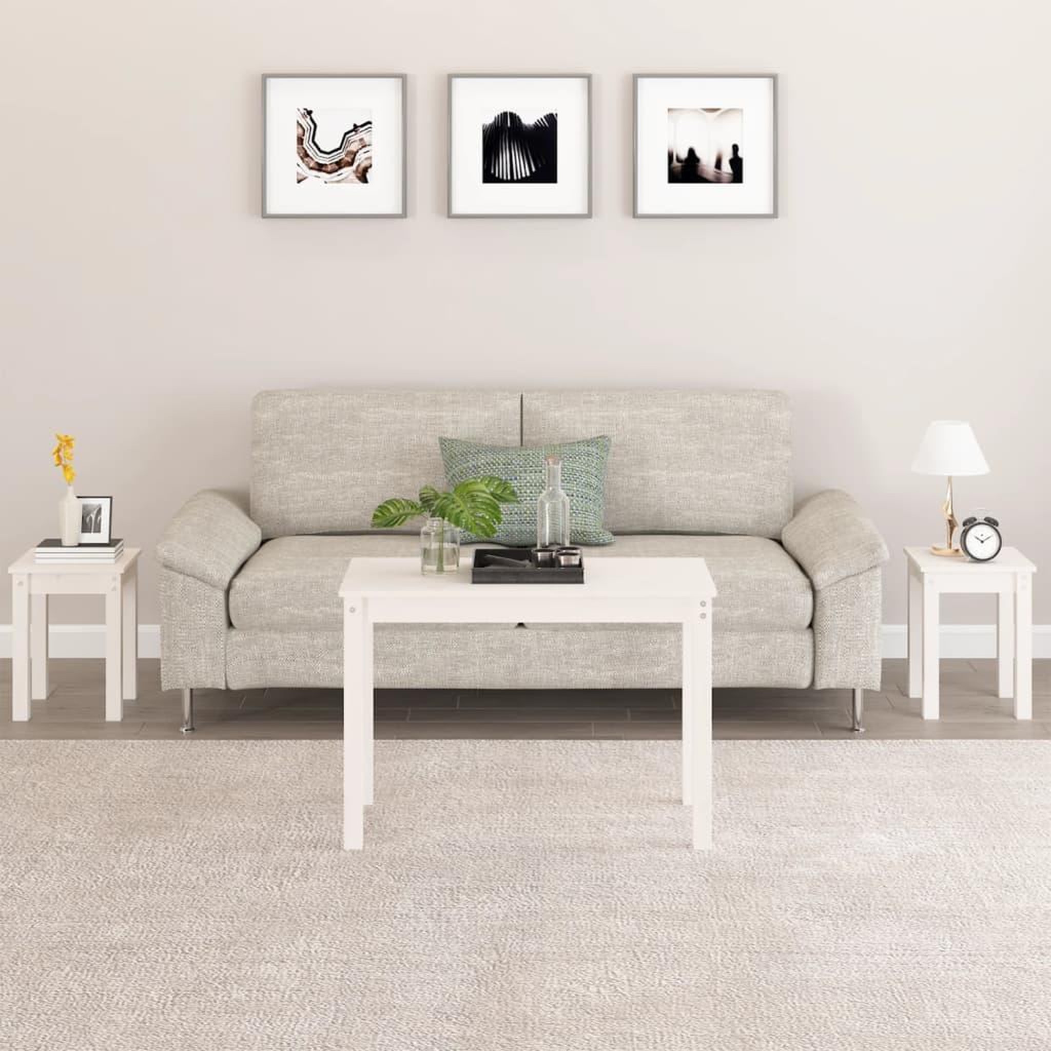 Voir la diapositive 1 : VIDAXL Tables gigognes 3 pcs Blanc Bois de pin massif