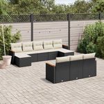 VIDAXL Salon de jardin 10 pcs avec coussins noir resine tressee