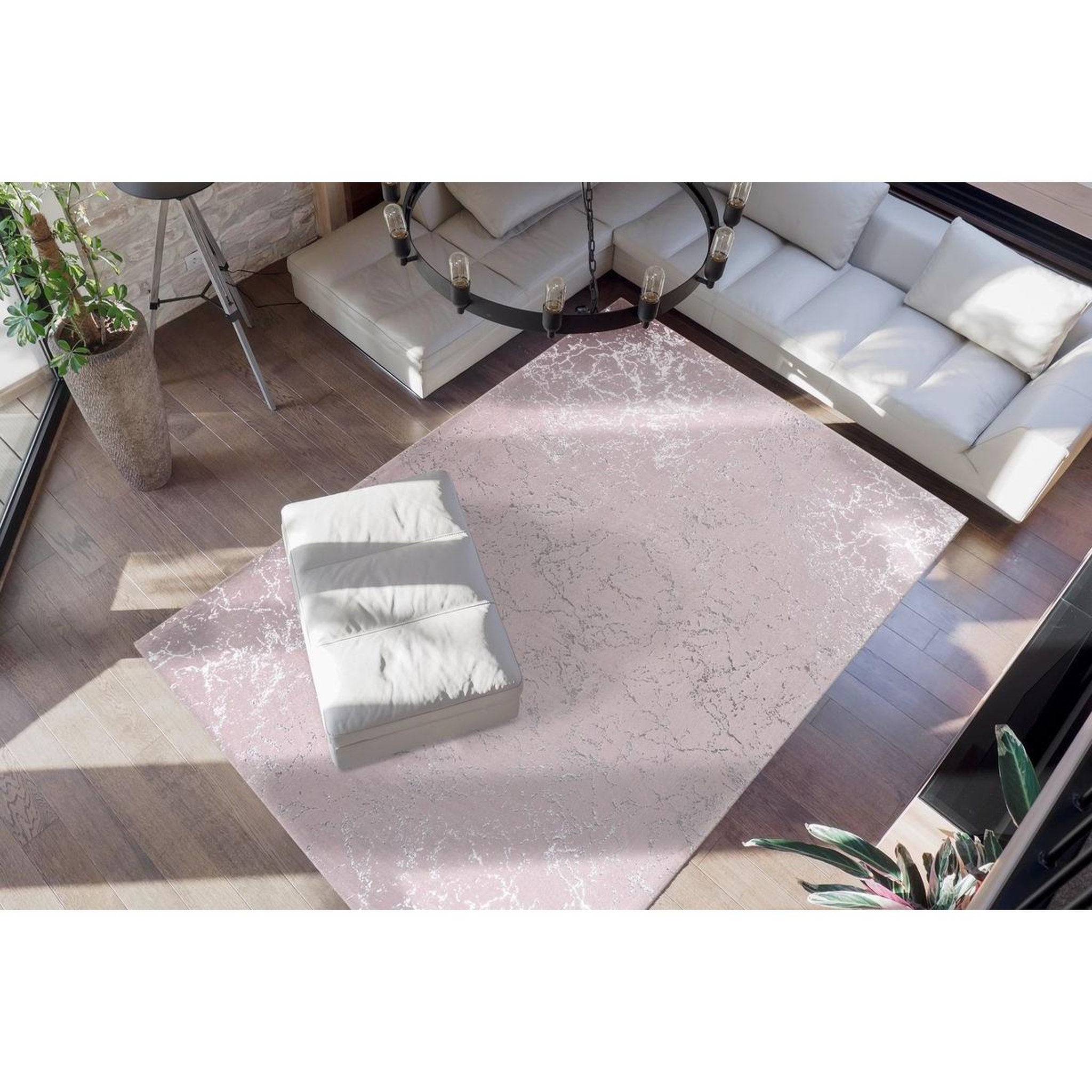 Voir la diapositive 2 : Paris Prix Tapis marbré à poils longs  bijou  taupe & argent
