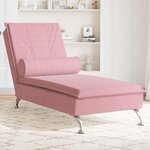 VIDAXL Chaise longue de massage avec traversin rose velours