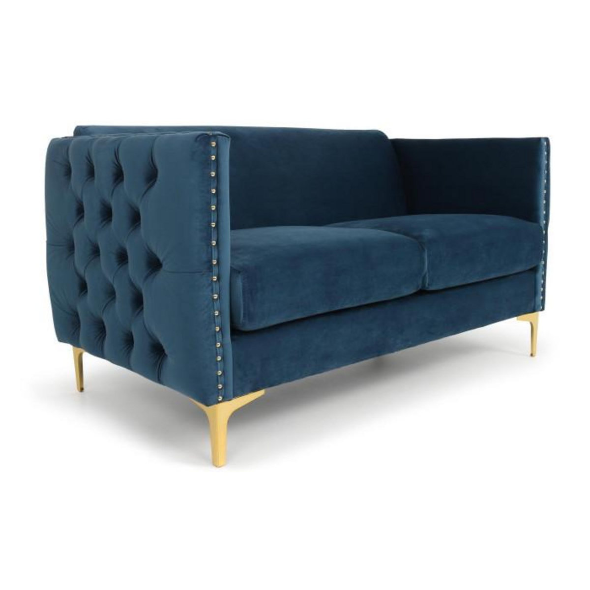 Paris Prix Canapé 2 Places en Velours  Suez  145cm Bleu