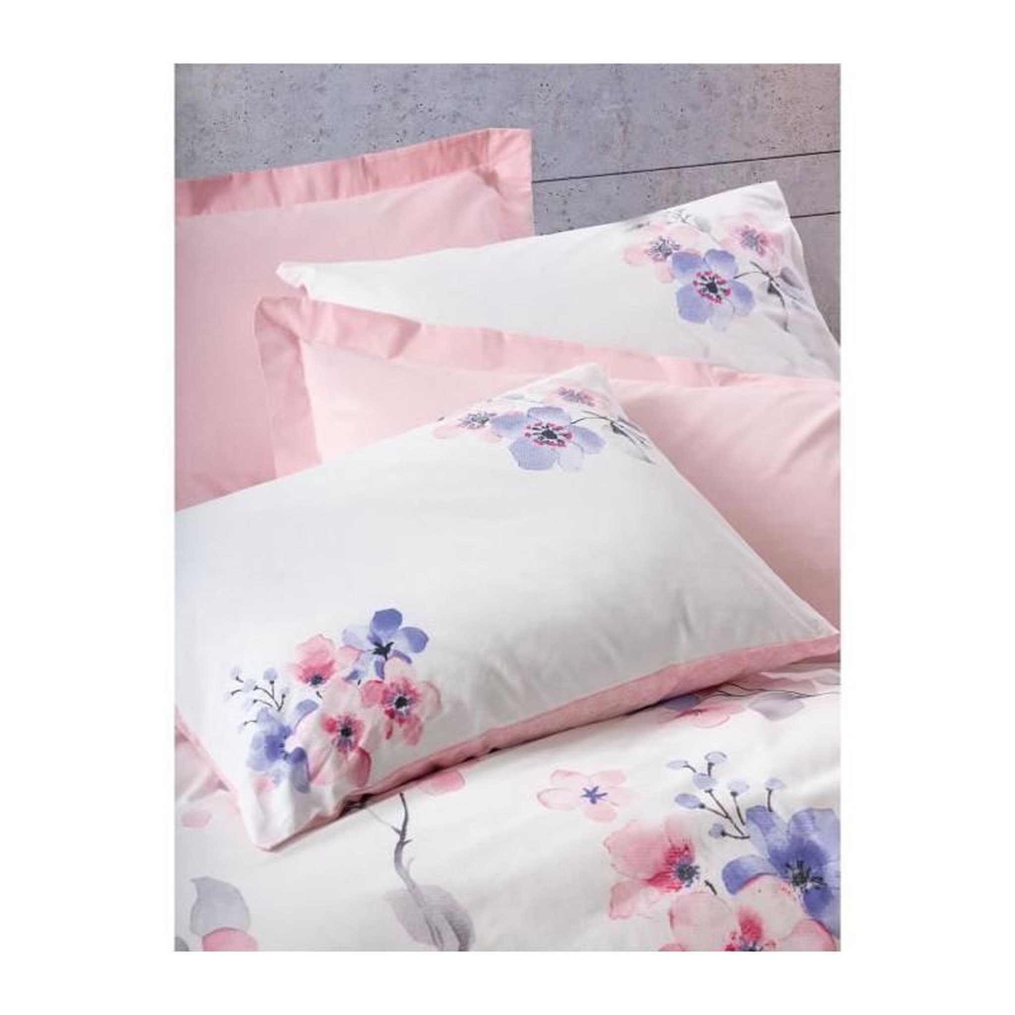 Voir la diapositive 2 : GENERIQUE Parure de lit - 129CTN64249 - 1 housse de couette 220 x 240 cm + 2 taies d'oreiller 60 x 60 cm - 100% coton ranforcé - Rose