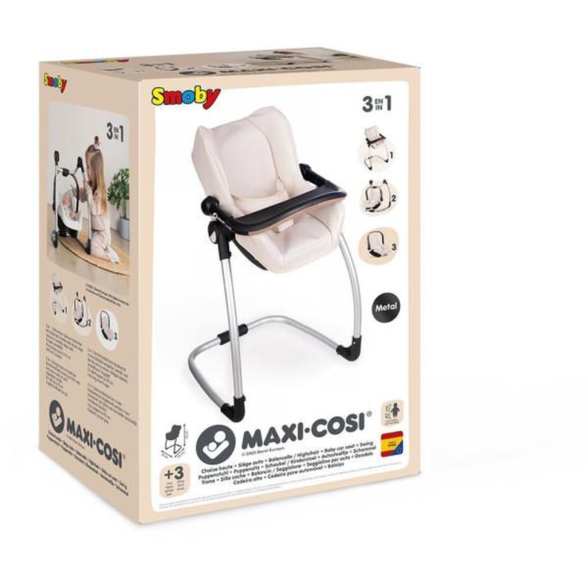 Voir la diapositive 4 : SMOBY SMOBY - Maxi cosi - Siege + Chaise haute beige - 3 en 1 - Pour poupon - Des 3 ans