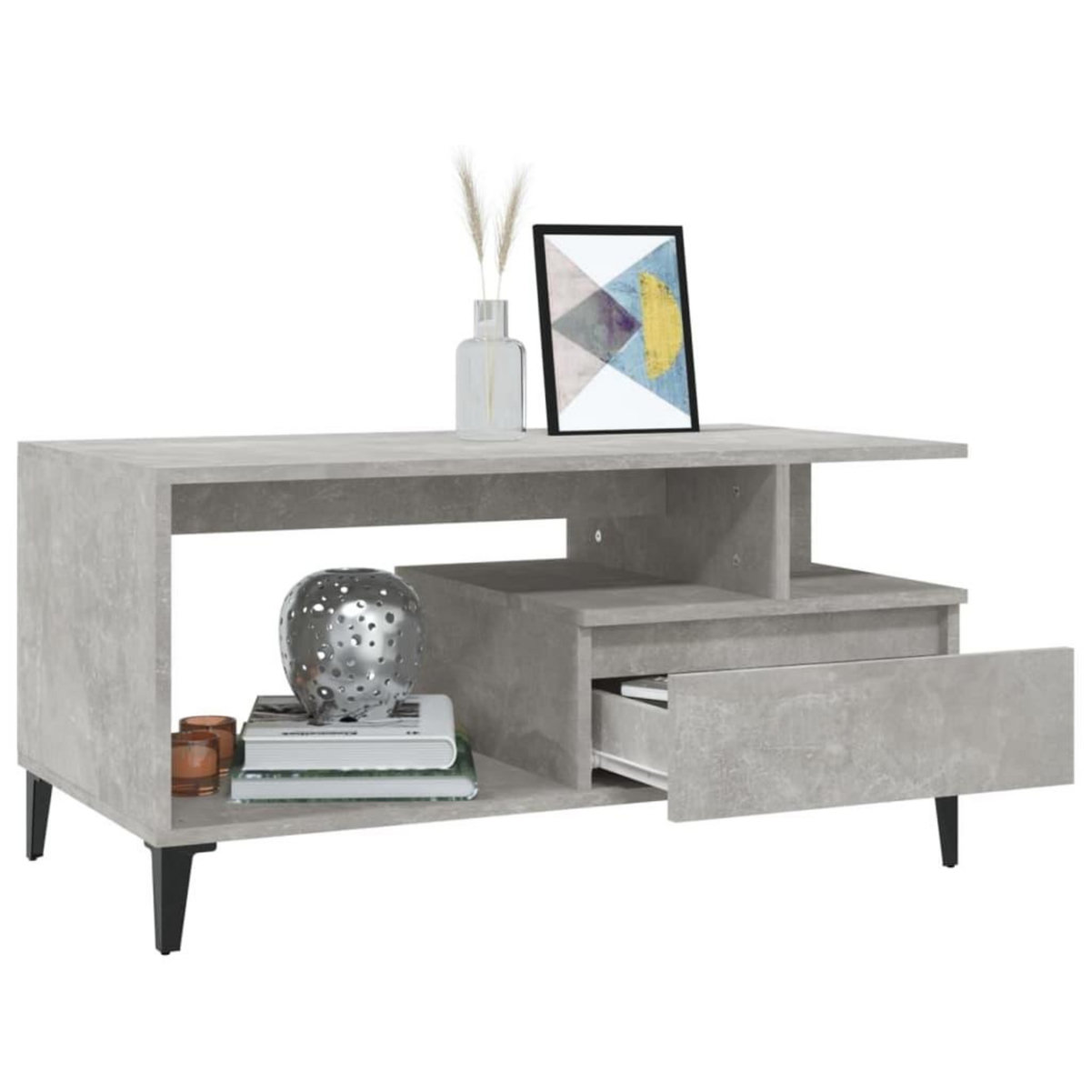 VIDAXL Table basse Gris beton 90x49x45 cm Bois d'ingenierie