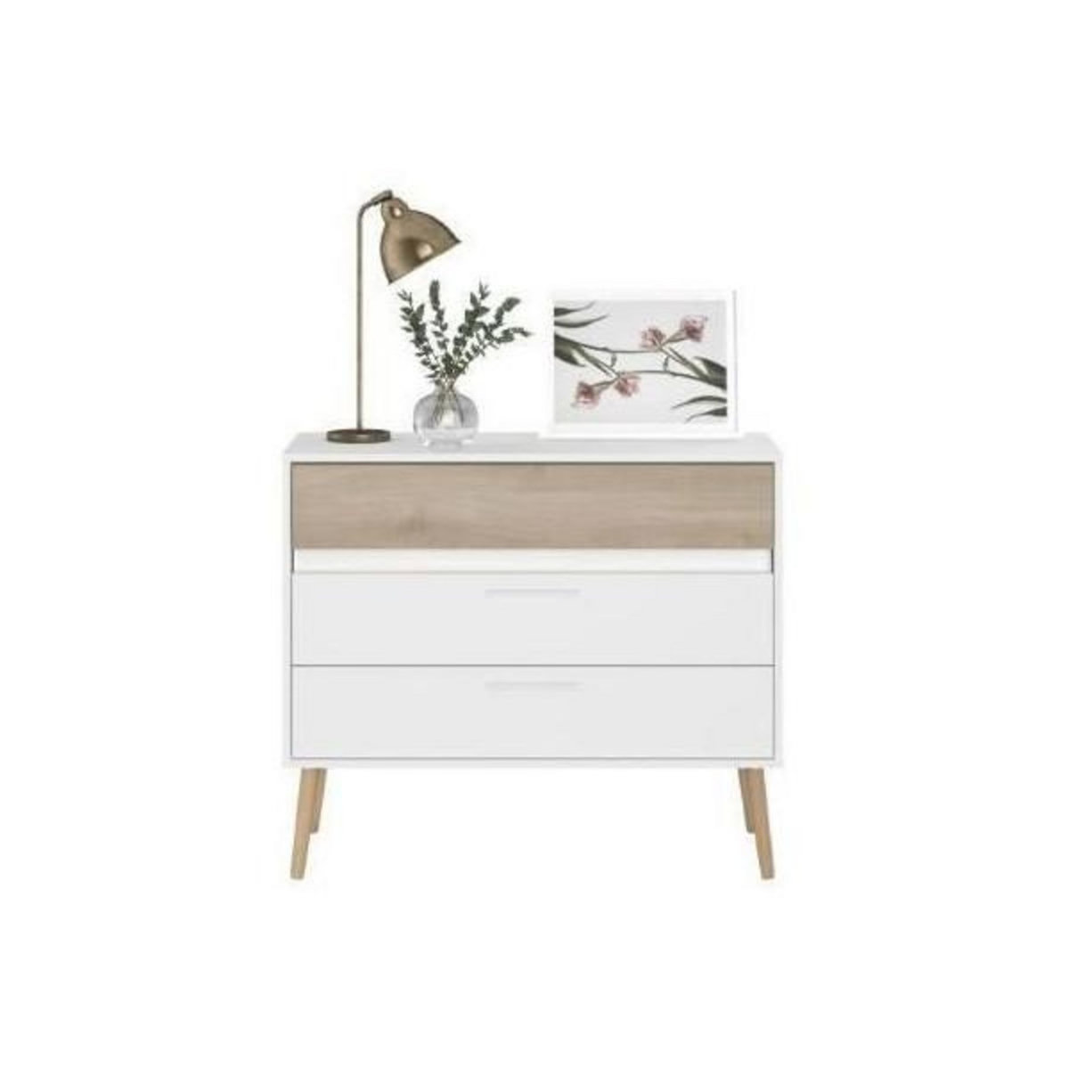 PARISOT Commode - AALBORG - 3 tiroirs - Blanc - Style scandinave - 90,8 x 40 x 77,5 - PARISOT