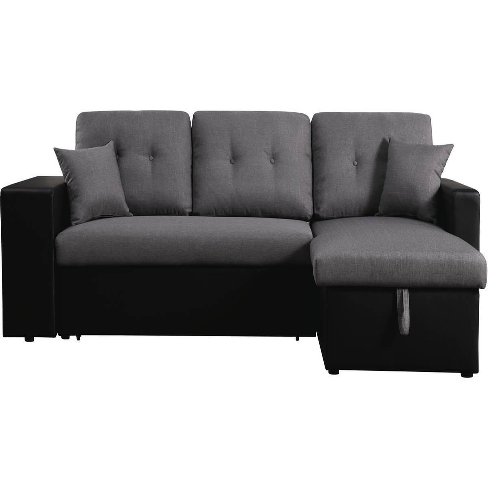 Voir la diapositive 3 : Habitat et Jardin Canapé d'angle convertible/réversible  axel  - 3 places - noir/gris