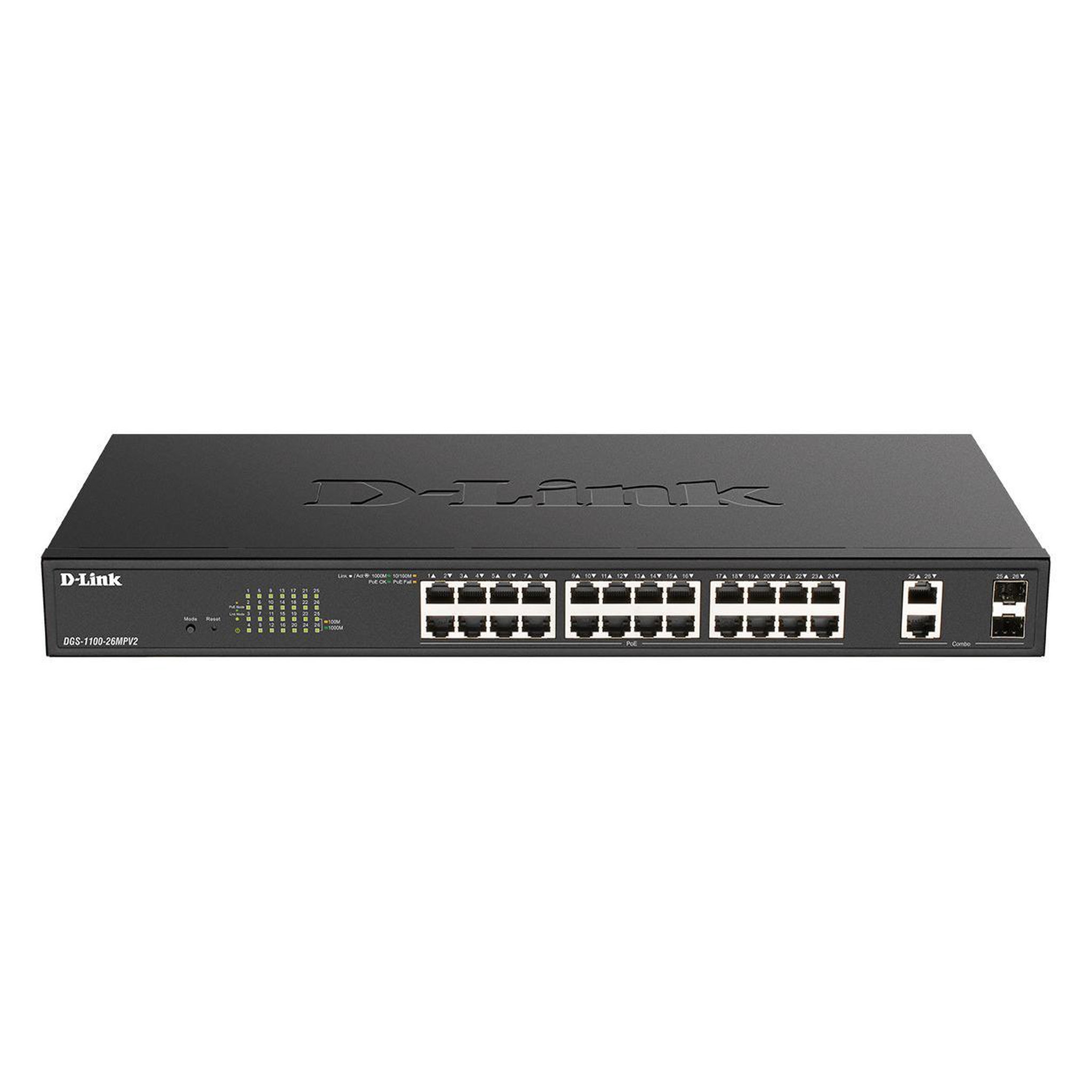 Voir la diapositive 2 : D-Link Switch D-Link DGS 1100-26MPV2 - 24 ports 10/100/1000 PoE + 2 ports SFP