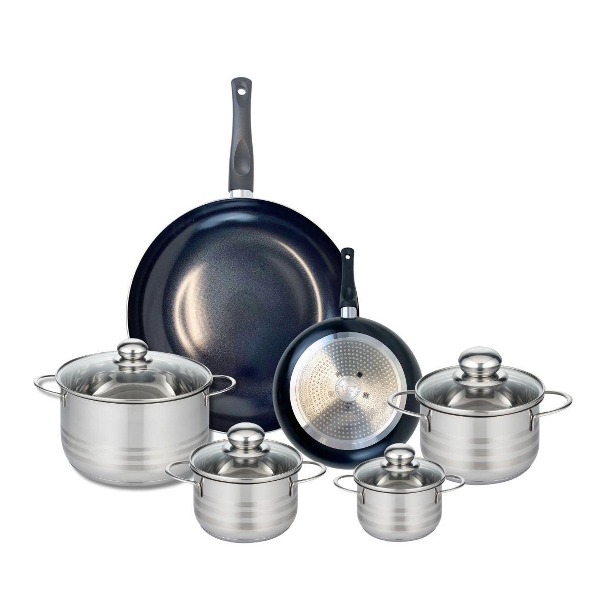 ELO Ensemble de 2 poêles de cuisson 20 et 32 cm et 4 faitouts 12, 14, 16 et 20 cm elo prima brillant