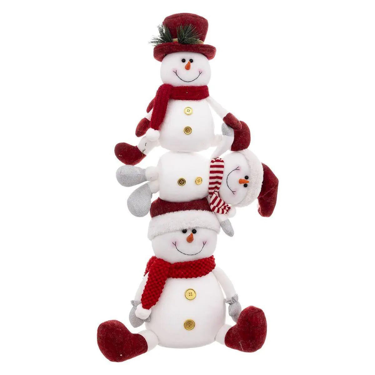 ATMOSPHERA Lot de 3 Bonhommes de Neige  Pyramide  75cm Blanc