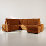 Voir la diapositive 1 : BEST MOBILIER Lorie - canapé panoramique d'angle gauche 7 places convertible en velours côtelé grosse côte avec coffre