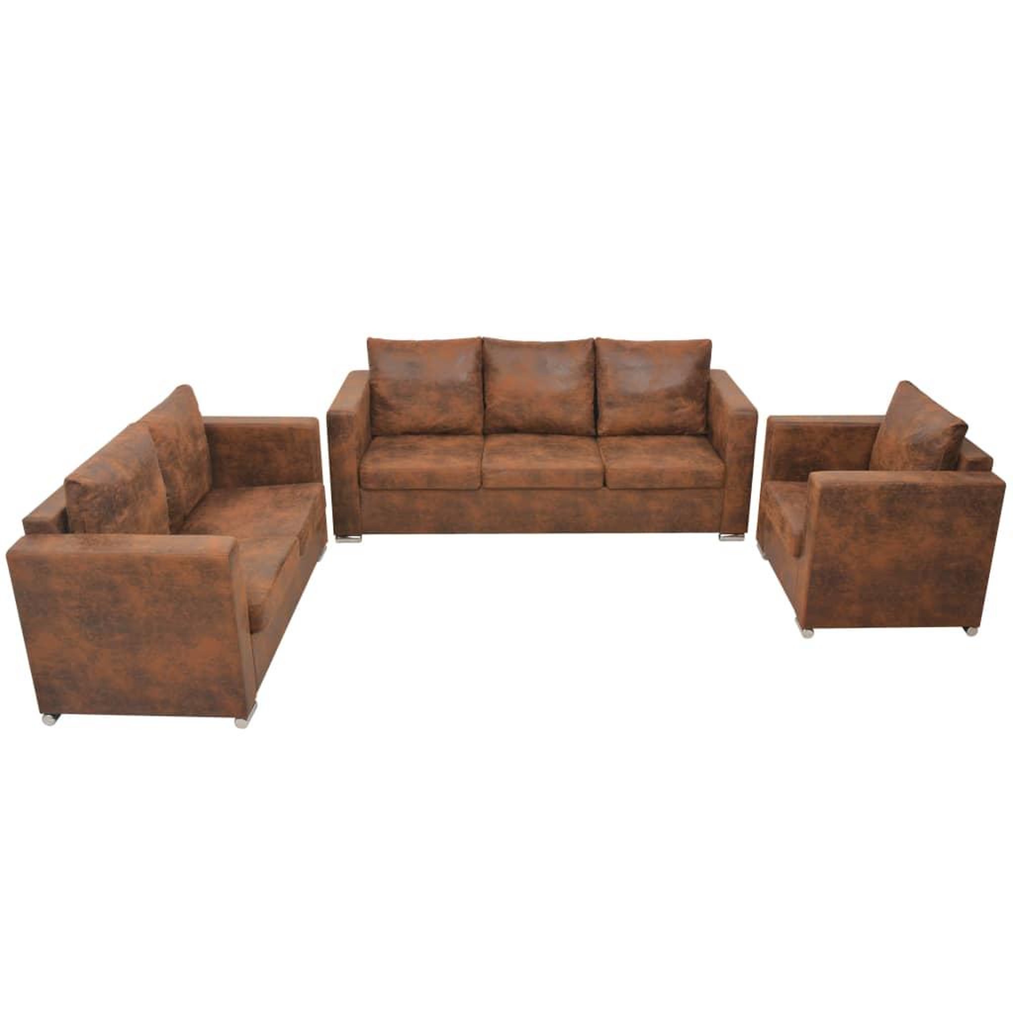Voir la diapositive 1 : VIDAXL Ensemble de canapes 3 pcs cuir daim synthetique