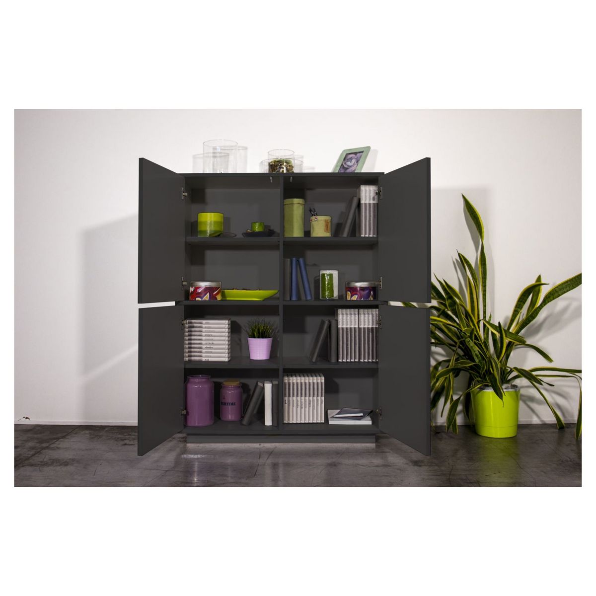 Buffet haut moderne 4 portes 100 cm LUCERA