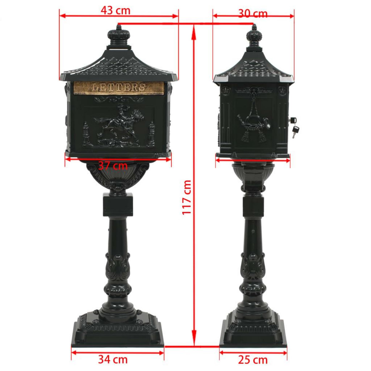 VIDAXL Boîte aux lettres sur pied Aluminium Vintage Antirouille Vert