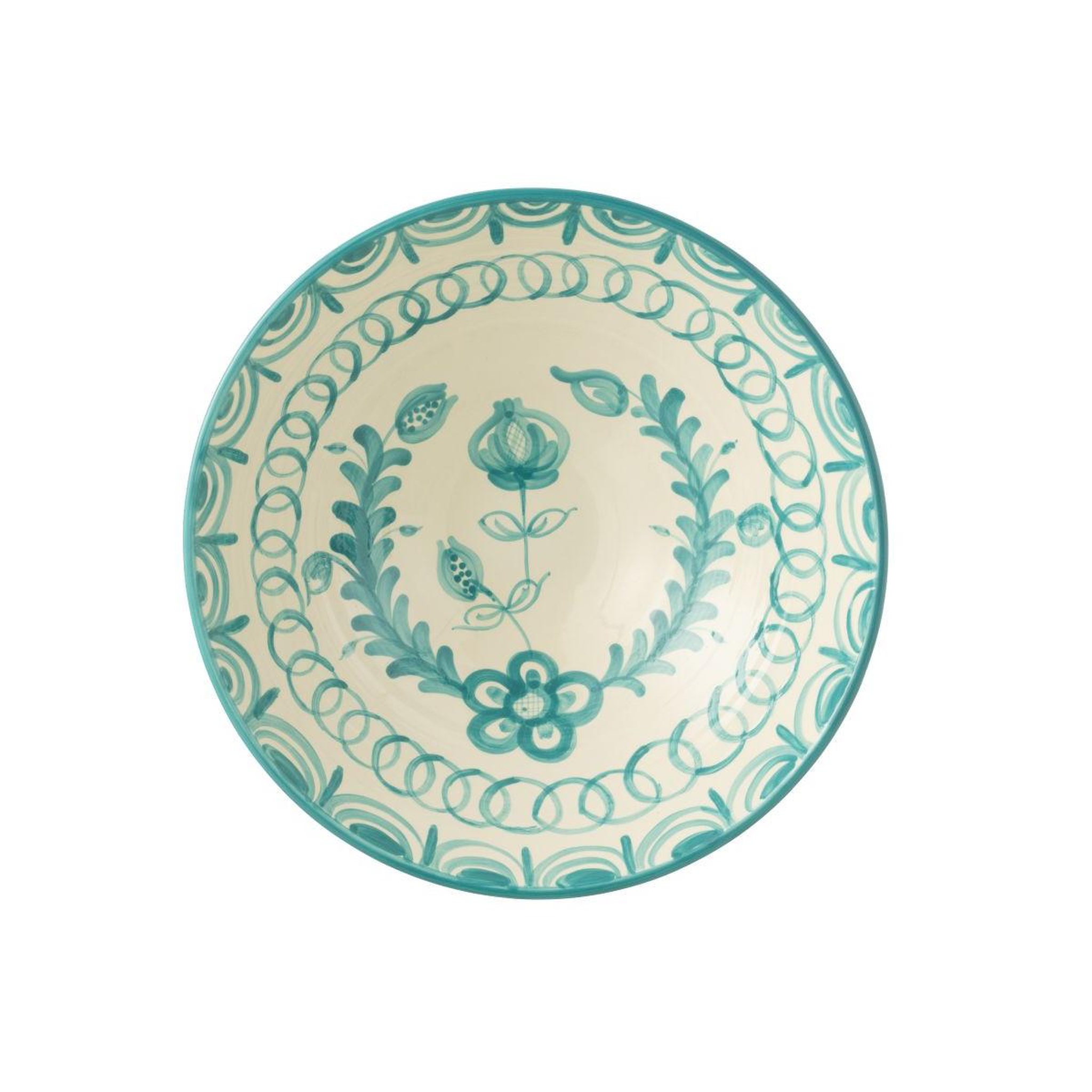 Voir la diapositive 2 : J-LINE Saladier en céramique  granada  40cm bleu aqua