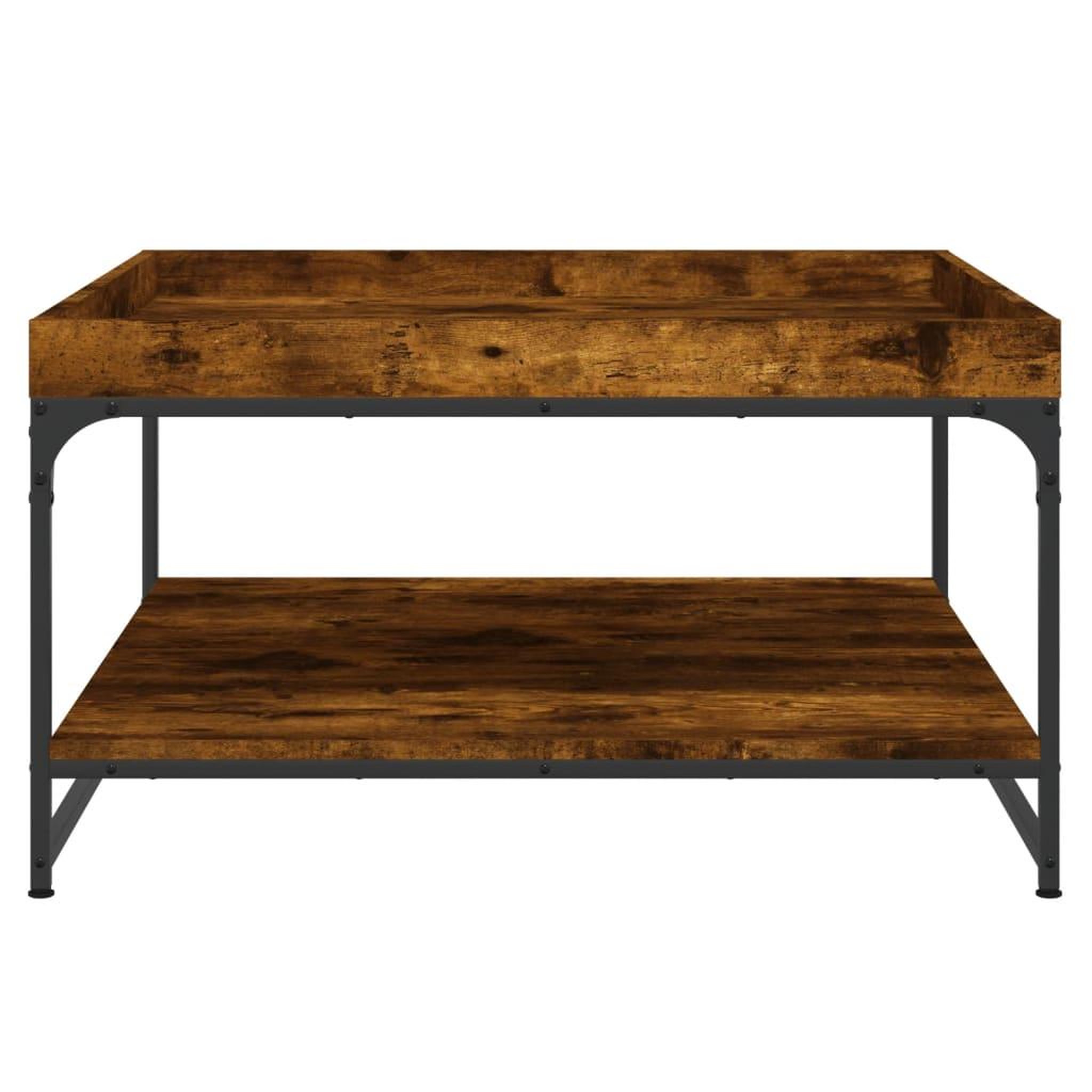 Voir la diapositive 4 : VIDAXL Table basse chene fume 80x80x45 cm bois d'ingenierie et fer