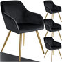 Voir la diapositive 1 : tectake Chaise rembourrée aspect velours noir/or Lot de 4