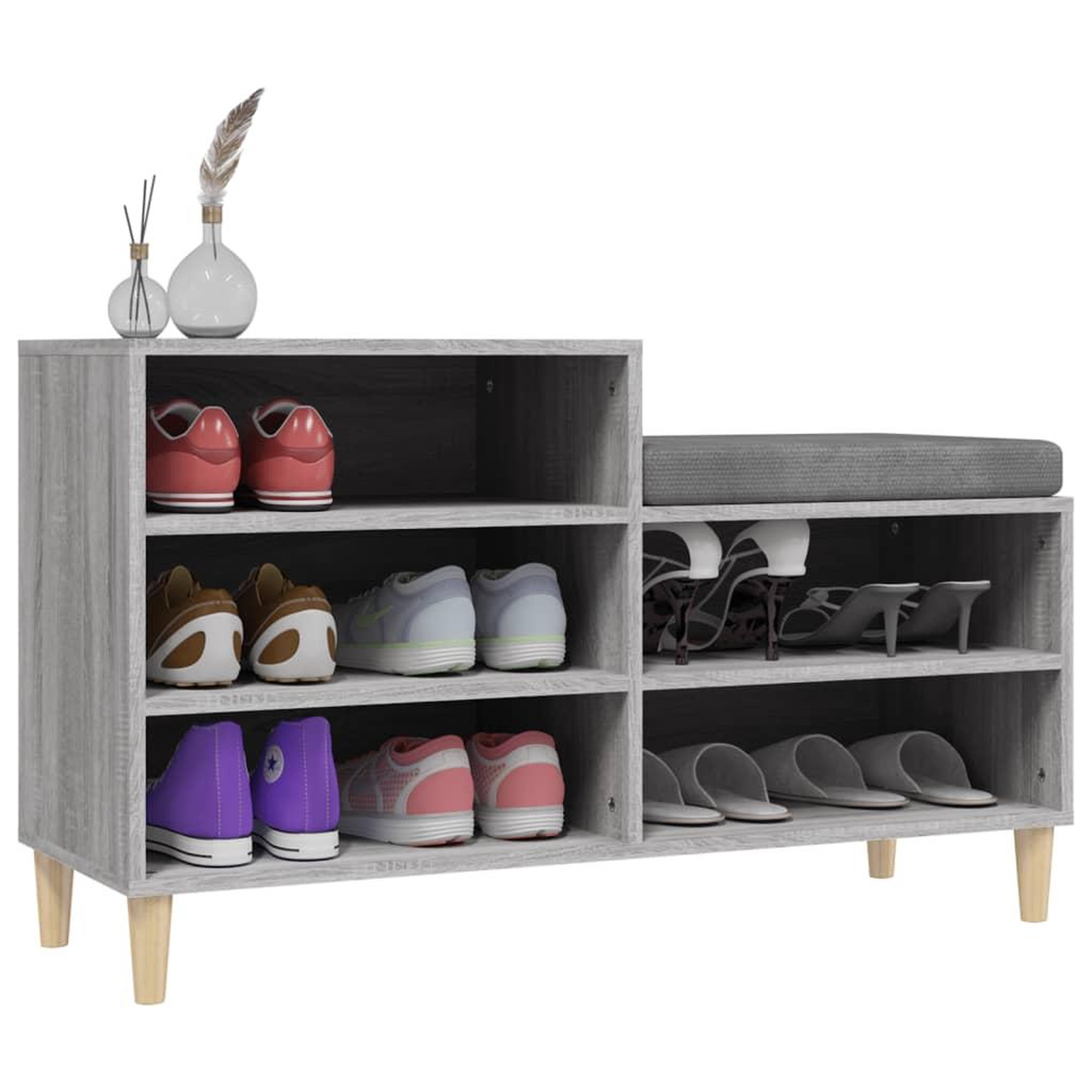 Voir la diapositive 4 : VIDAXL Armoire a chaussures Sonoma gris 102x36x60 cm Bois d'ingenierie