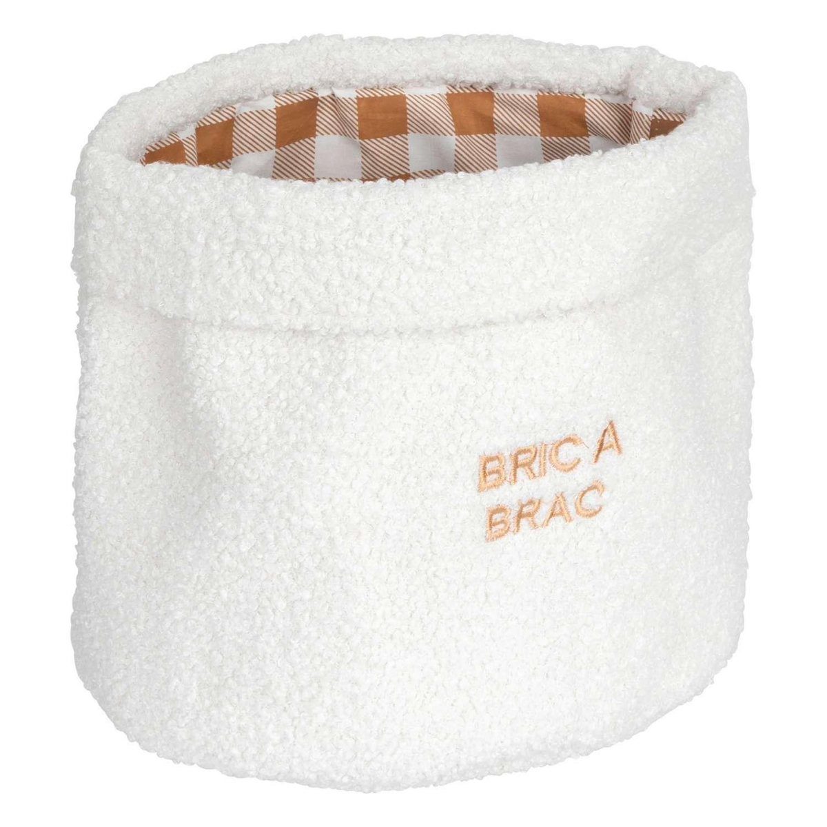 ATMOSPHERA Duo de paniers de rangement en bouclette - Blanc et marron