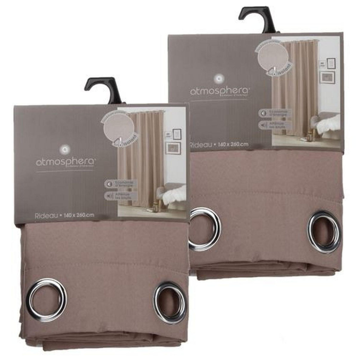 TOILINUX Lot de 2 Rideaux isolants en Polyester