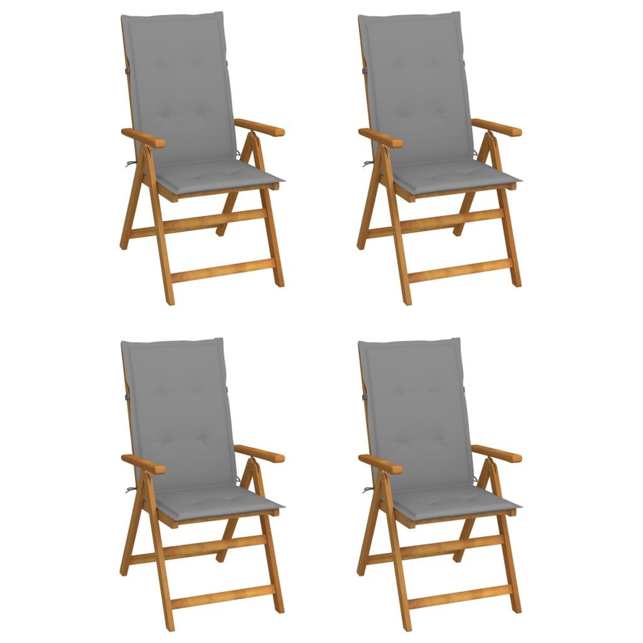 Voir la diapositive 1 : VIDAXL Chaises inclinables de jardin lot de 4 et coussins Bois acacia