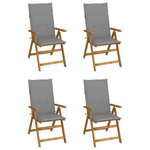 VIDAXL Chaises inclinables de jardin lot de 4 et coussins Bois acacia