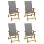 Voir la diapositive 1 : VIDAXL Chaises inclinables de jardin lot de 4 et coussins Bois acacia