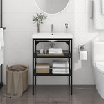 VIDAXL Cadre de lavabo de salle de bain Noir 59x38x83 cm Fer