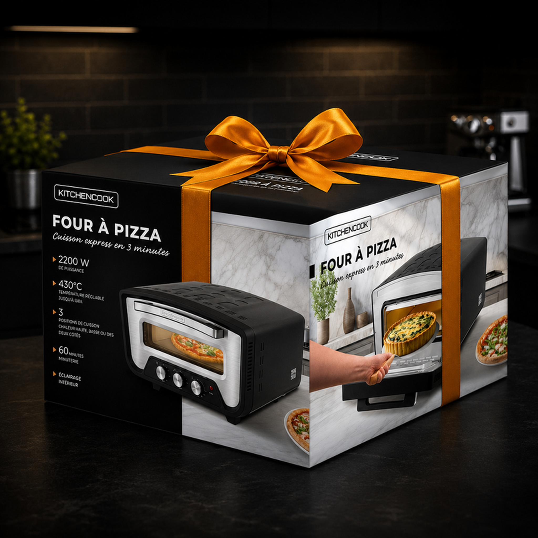 Voir la diapositive 5 : KITCHENCOOK Kitchencook - k pizza lite - four à pizza électrique - cuisson 3 minutes - 2200w - 430°c