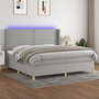 Voir la diapositive 1 : VIDAXL Sommier a lattes de lit matelas LED Gris clair 200x200 cm Tissu