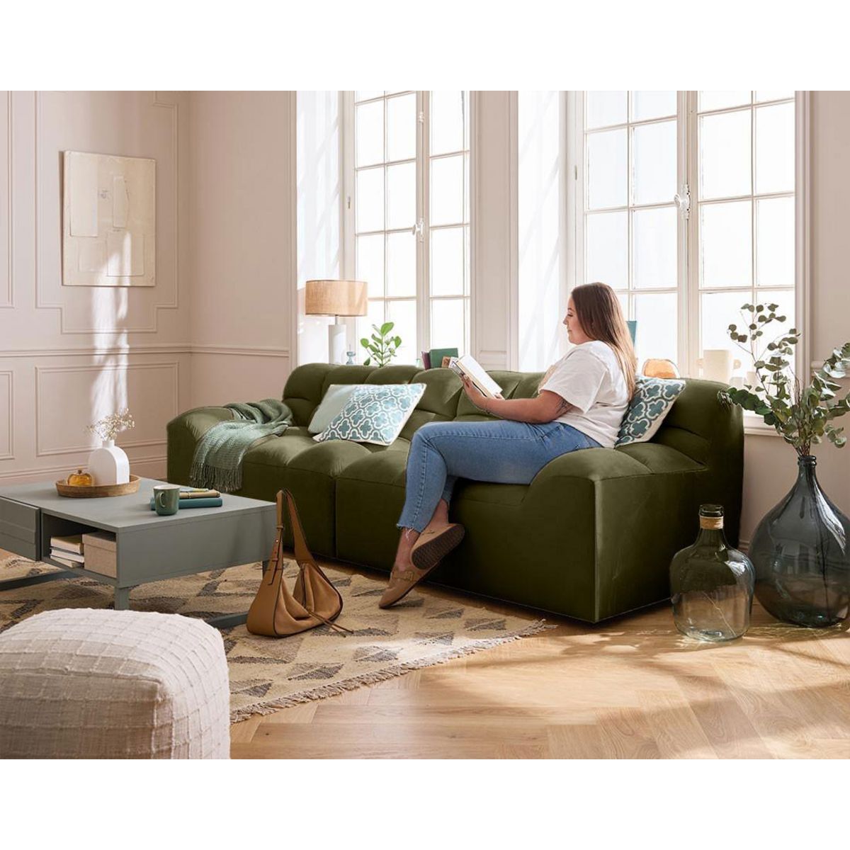 LISA DESIGN Napoli - canapé droit 4 places - en velours