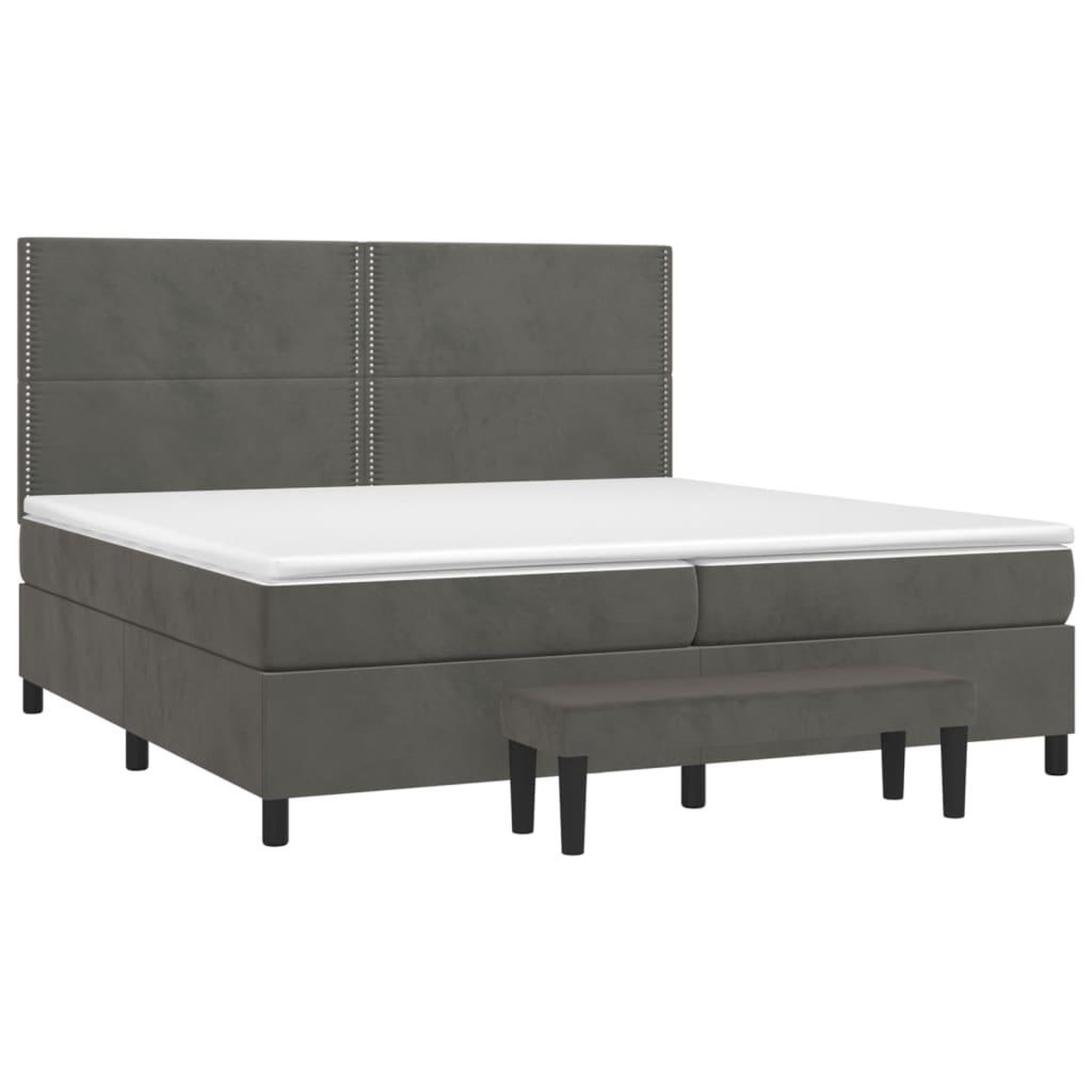 Voir la diapositive 3 : VIDAXL Sommier a lattes de lit et matelas Gris fonce 200x200cm Velours