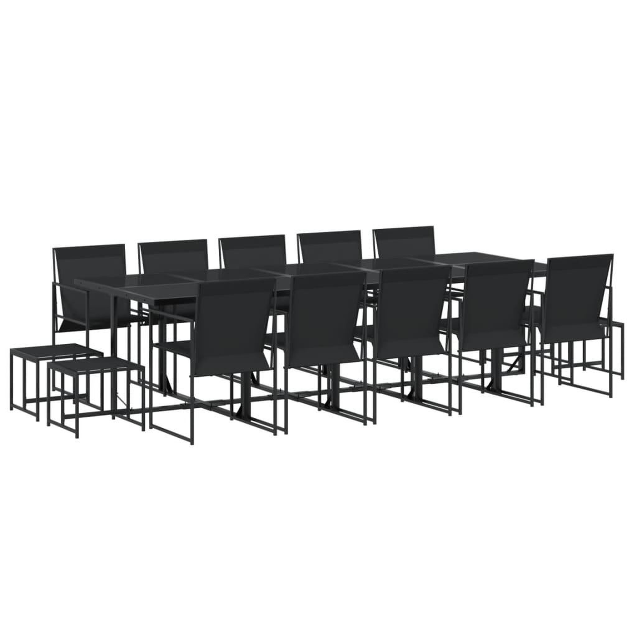 Voir la diapositive 2 : VIDAXL Ensemble a manger de jardin 15 pcs noir textilene