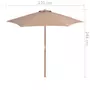 VIDAXL Parasol avec mat en bois 270 cm Taupe